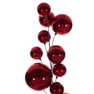 6' Red Shiny Ball Branch Wire Garland 2