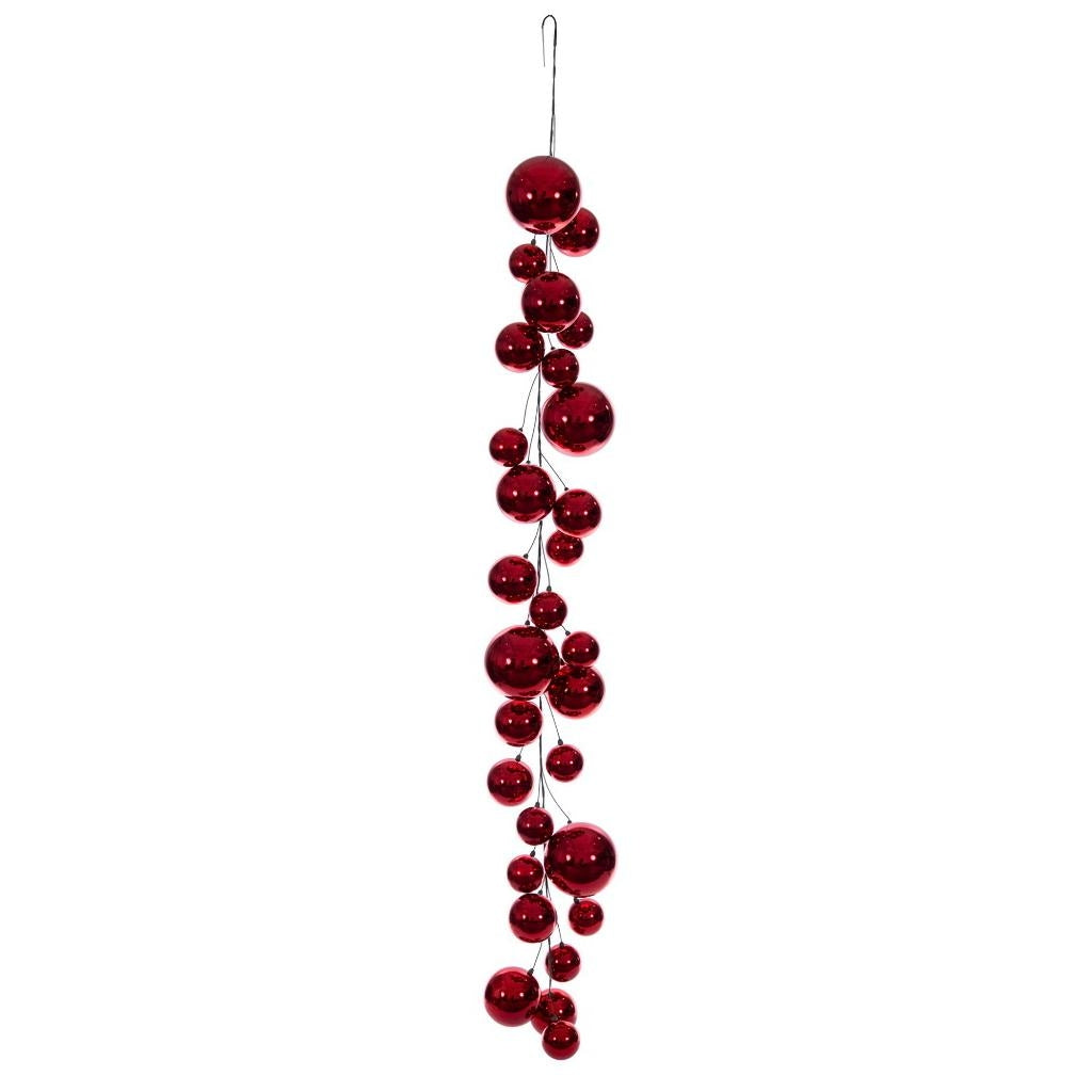 6' Red Shiny Ball Branch Wire Garland 1