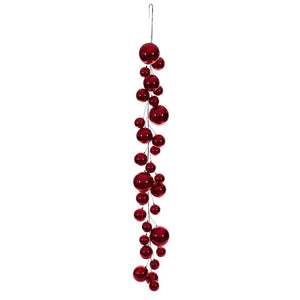 6' Red Shiny Ball Branch Wire Garland 1