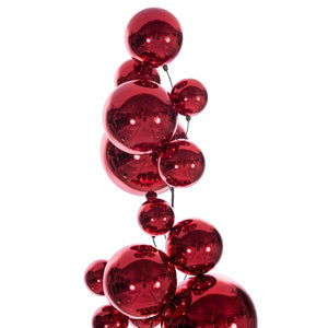 6' Red Shiny Ball Branch Wire Garland 2