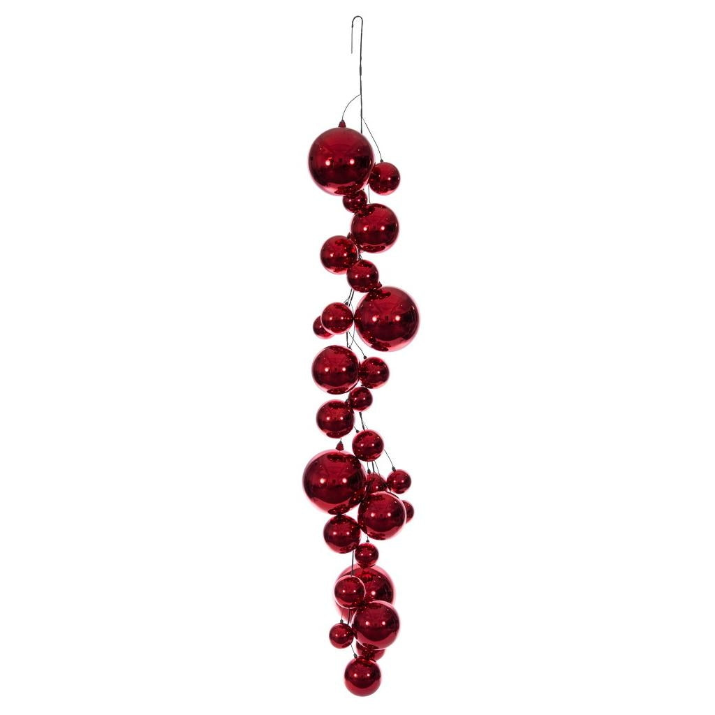 6' Red Shiny Ball Branch Wire Garland 1