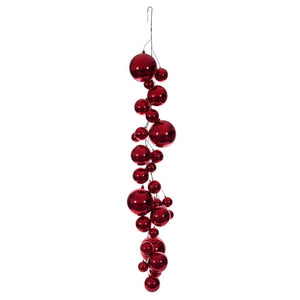 6' Red Shiny Ball Branch Wire Garland 1