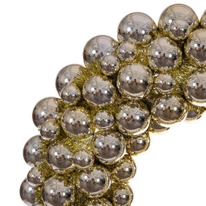 28" Champagne Pearl Ball Unlit Christmas Ornament Wreath 2