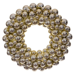 28" Champagne Pearl Ball Unlit Christmas Ornament Wreath 1