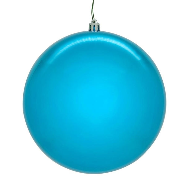 4" Turquoise Shiny Seamless UV Drilled Christmas Ornament (6 Pack) 1