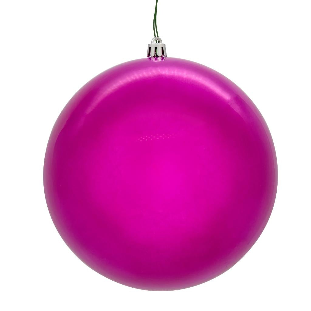 4" Hot Pink Pearl Ball Ornament (6 pack) 1