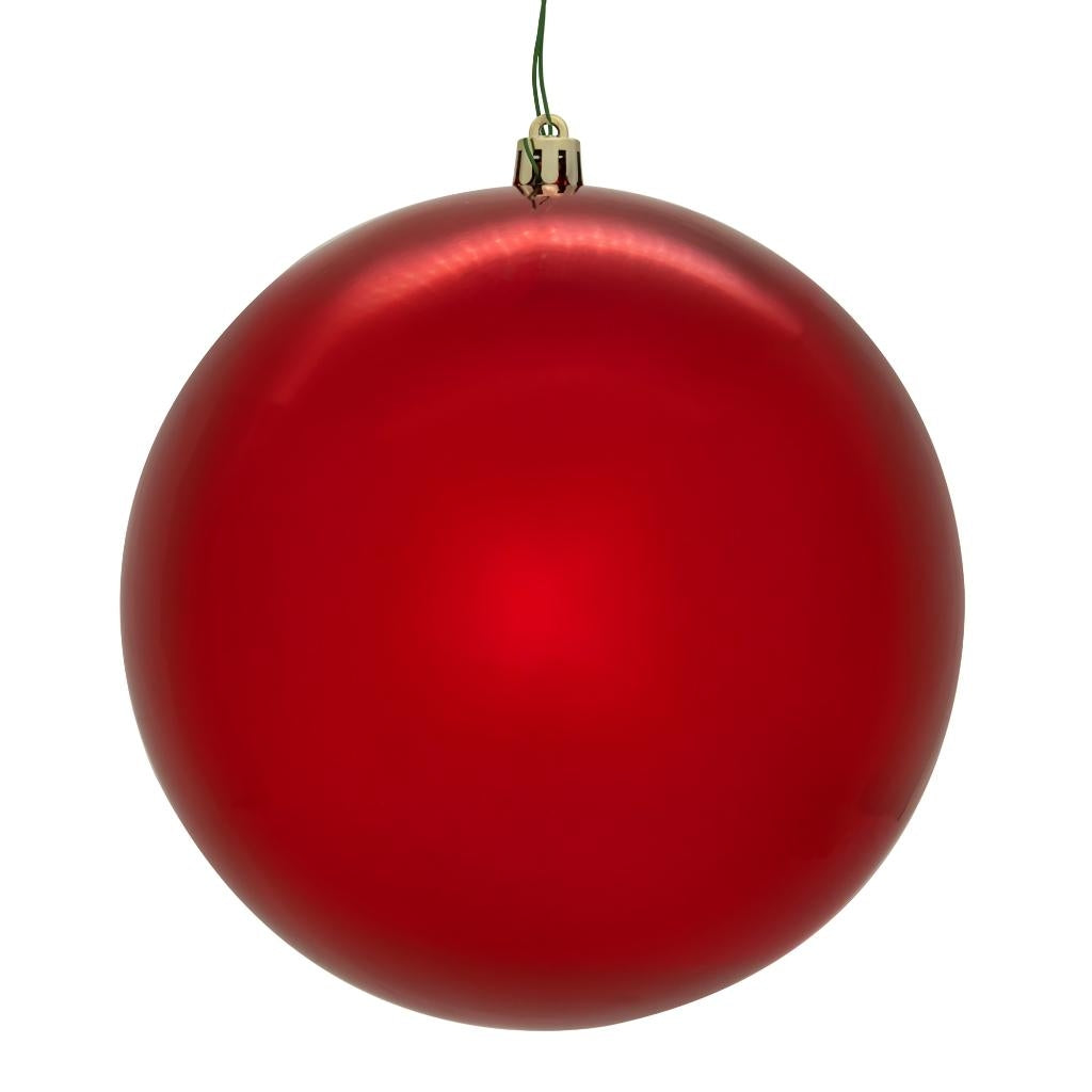 8" Red Shiny Seamless UV Drilled Christmas Ornament 1