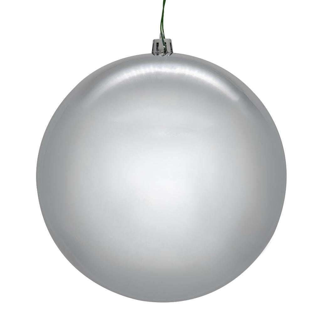 8" Silver Shiny Seamless UV Drilled Christmas Ornament 1