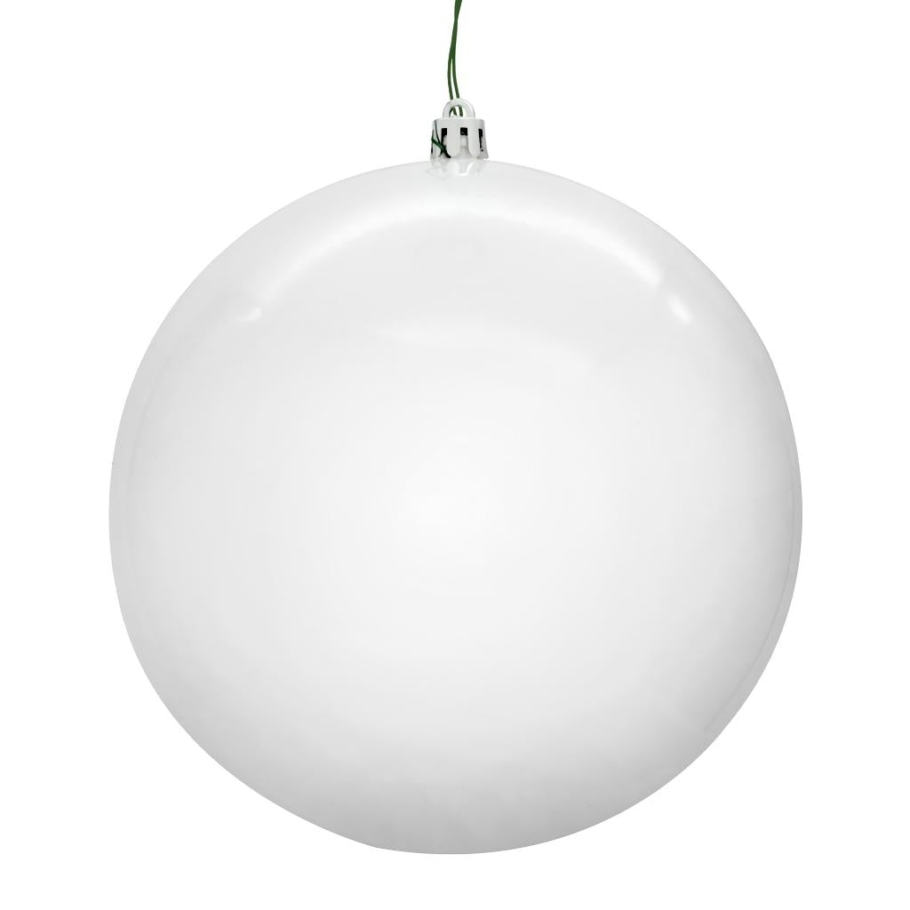 8" White Shiny Seamless UV Drilled Christmas Ornament 1