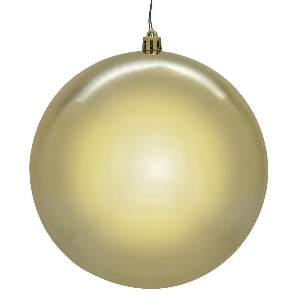 8" Champagne Shiny Seamless UV Drilled Christmas Ornament 1