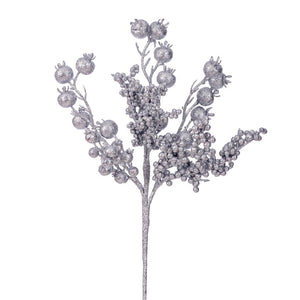 14" Silver Glittery Berry Artificial Spray (3 Pack) 1