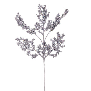 14" Silver Glittery Berry Artificial Wired Stem Christmas Pick (3 Pack) 1
