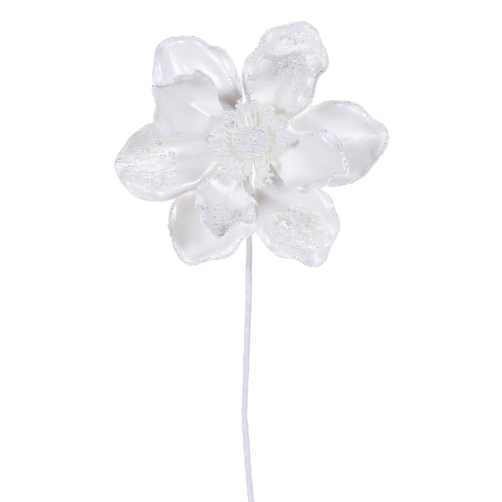 17" White Magnolia Pearl Flower (2 Pack) 1