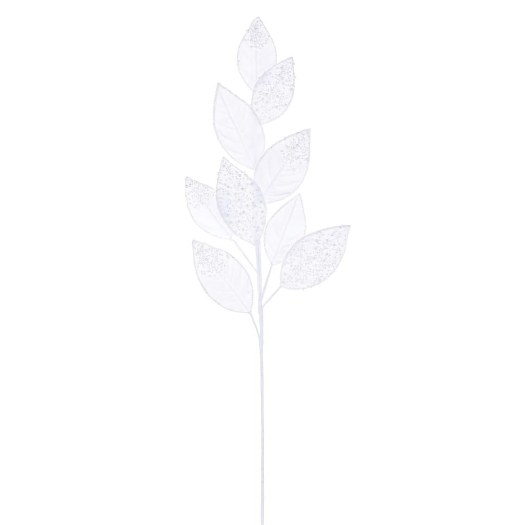 32" White Velvet Pearl Leaf Spray (2 Pack) 1