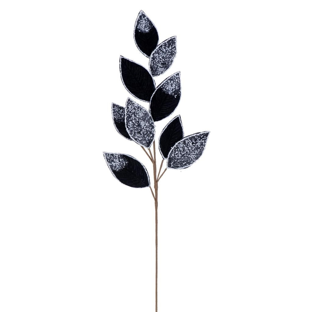 32" Black Velvet Pearl Leaf Spray (2 Pack) 1