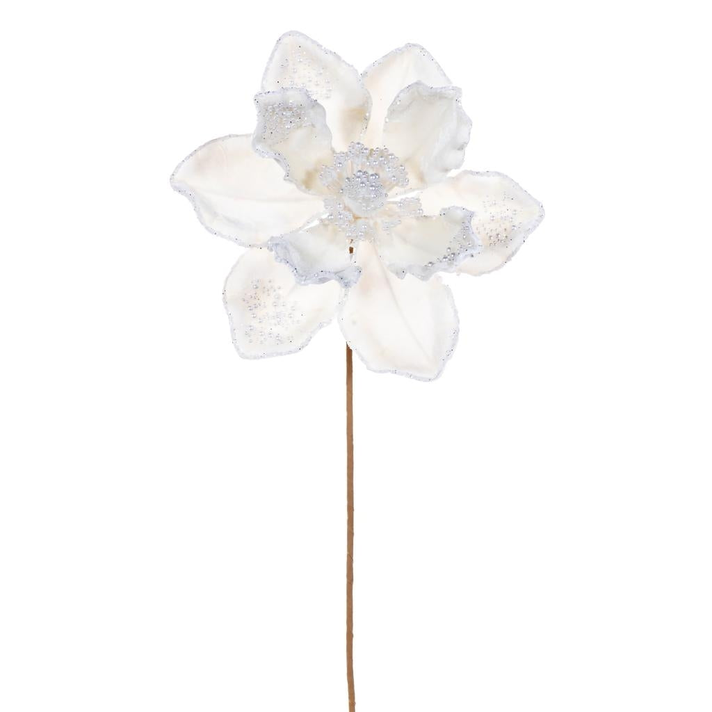 17" Ivory Magnolia Pearl Flower (2 Pack) 1