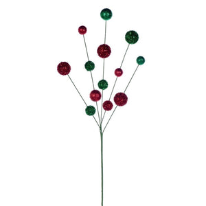 28" Red/Green Glitter Ball Spray (2 Pack) 1