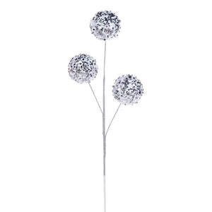 26" Silver Sequin Triple Ball Spray (2 Pack) 1