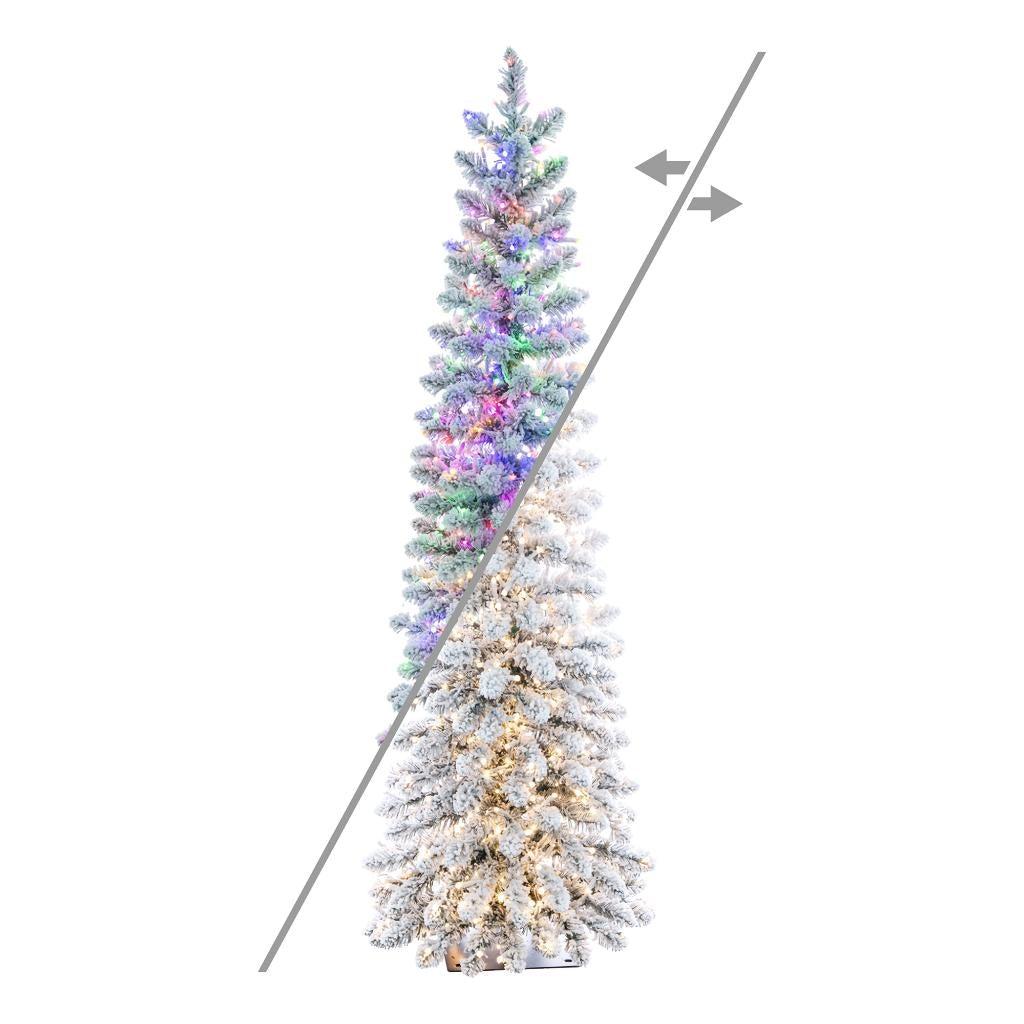 4.5' x 17" Snowy Flocked Alpine 800 LED Lights Pre-Lit Artificial Christmas Tree 1