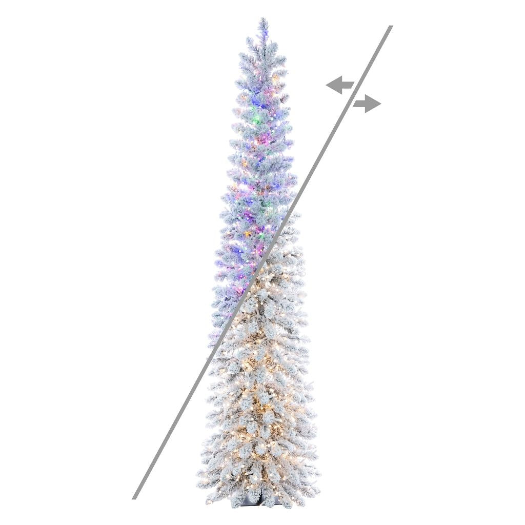 6' x 19" Snowy Flocked Alpine 1100 LED Lights Pre-Lit Artificial Christmas Tree 1