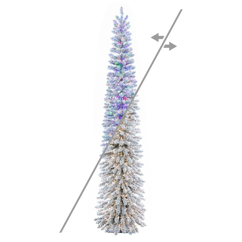7.5' x 22" Snowy Flocked Alpine 1650 LED Lights Pre-Lit Artificial Christmas Tree 1