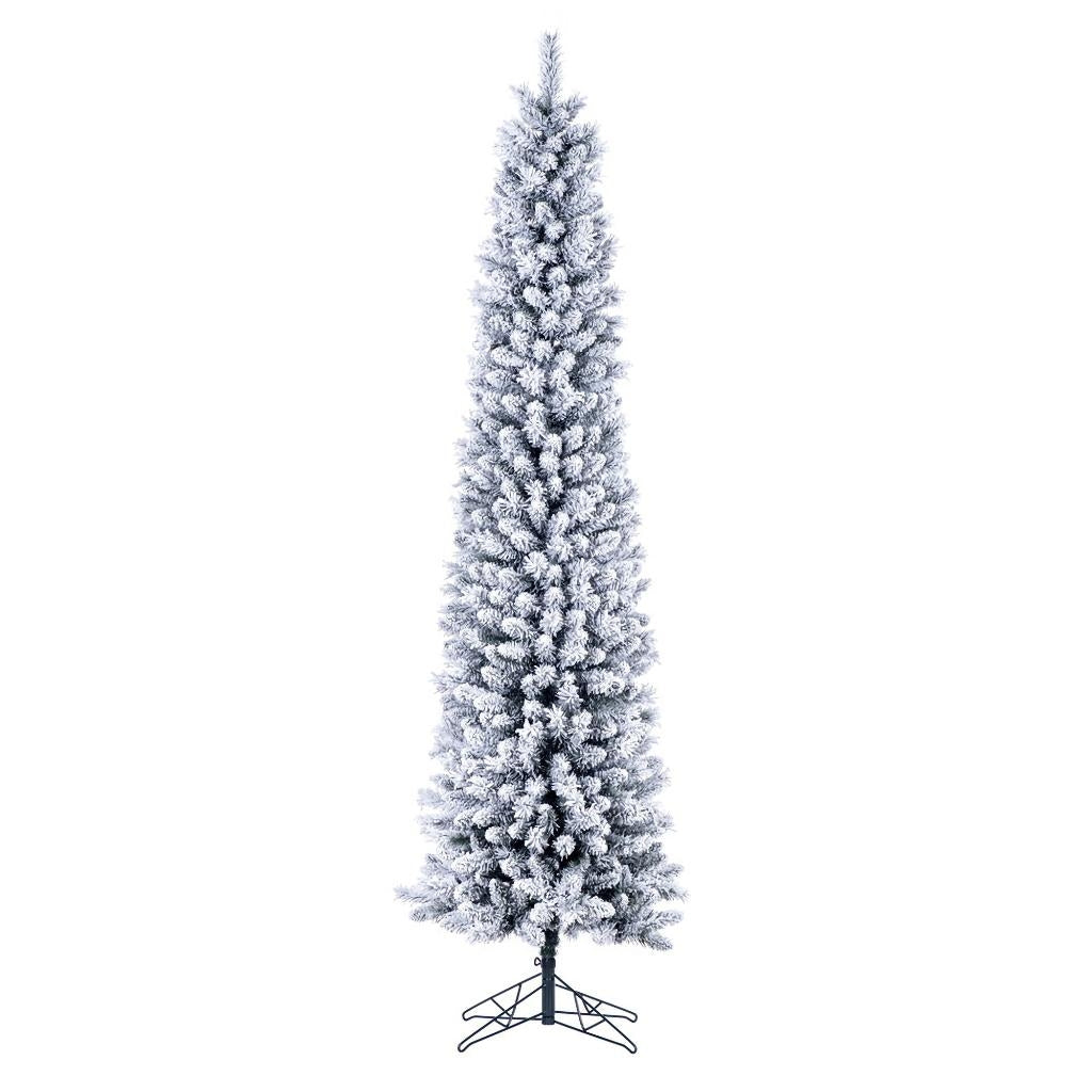 6' x 19" Flocked Crest Pencil Unlit Artificial Christmas Tree 1