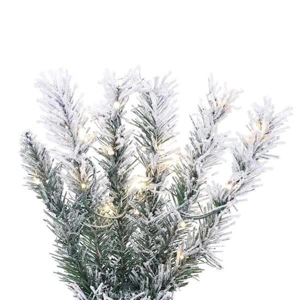 6' x 19" Flocked Crest Pencil 650 LED Lights Pre-Lit Artificial Christmas Tree 2