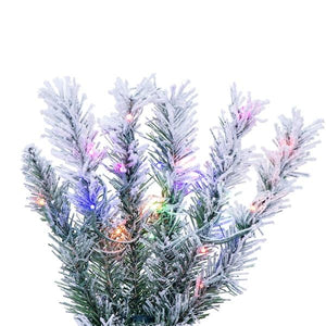 6' x 19" Flocked Crest Pencil 650 LED Lights Pre-Lit Artificial Christmas Tree 3