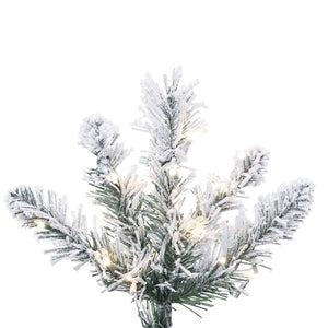 10' x 33" Flocked Crest Pencil 1650 LED Light Pre-Lit Artificial Christmas Tree 2