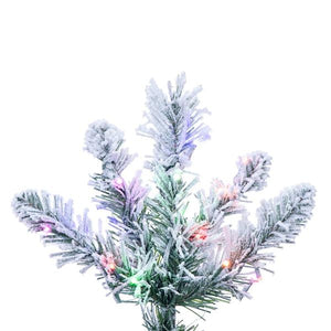 10' x 33" Flocked Crest Pencil 1650 LED Light Pre-Lit Artificial Christmas Tree 3