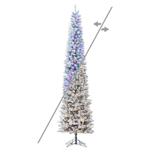 10' x 33" Flocked Crest Pencil 1650 LED Light Pre-Lit Artificial Christmas Tree 1