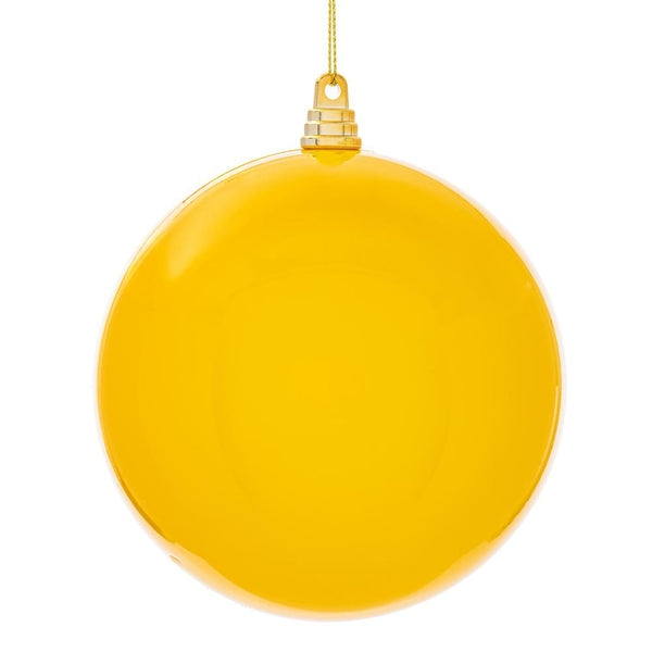 6" Yellow Enamel High Gloss Ball Ornament (4 pack) 1