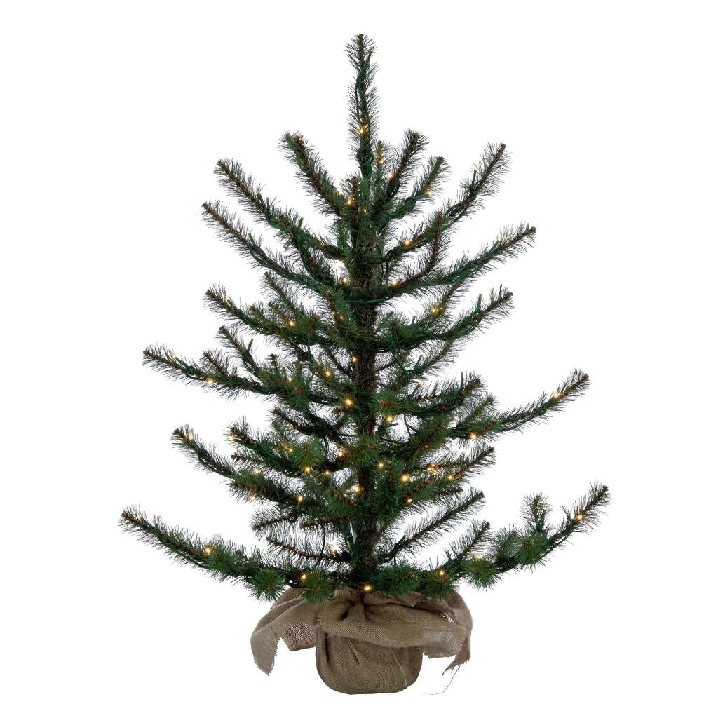 3' x 28" Tabiona Pine 100 LED Lights Pre-Lit Artificial Christmas Tree 1