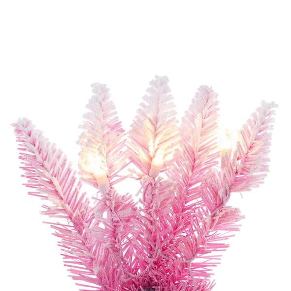 6.5' x 26" Flocked Pink 250 LED Lights Prelit Christmas Tree 2