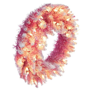24" Flocked Pink 50 Light 105 Tip Artificial Christmas Wreath 2