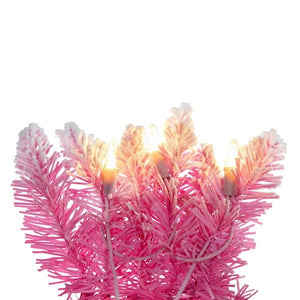 30" Flocked Pink Pencil Fir 100 LED Light Artificial Prelit Christmas Wreath 2