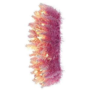 30" Flocked Pink Pencil Fir 100 LED Light Artificial Prelit Christmas Wreath 3