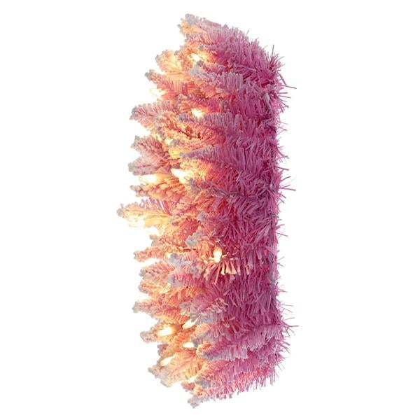 30" Flocked Pink Pencil Fir 100 LED Light Artificial Prelit Christmas Wreath 3