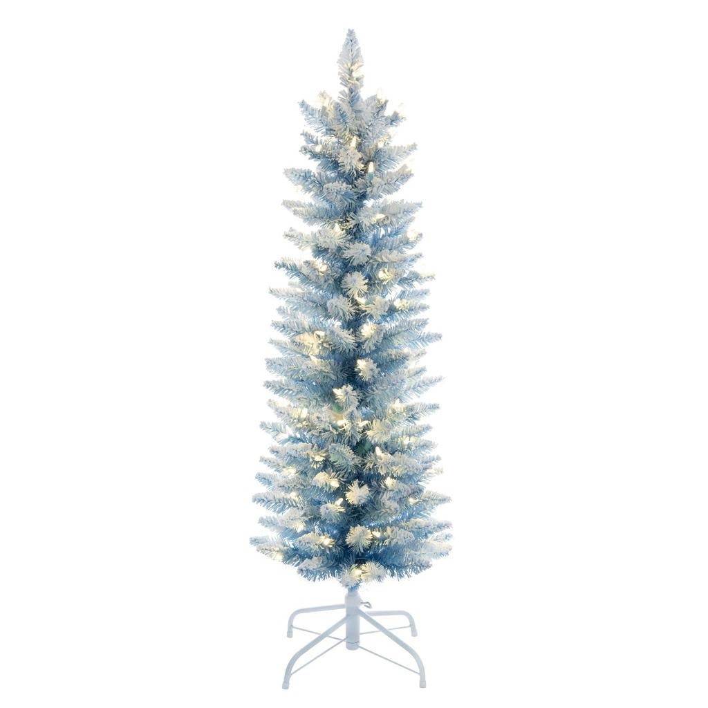 6.5' x 26" Flocked Baby Blue 250 LED Lights Prelit Christmas Tree 1