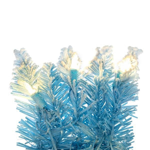 30" Flocked Baby Blue Pencil Fir 100 LED Light Artificial Prelit Christmas Wreath 2