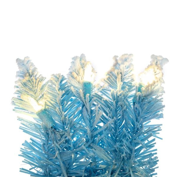 30" Flocked Baby Blue Pencil Fir 100 LED Light Artificial Prelit Christmas Wreath 2