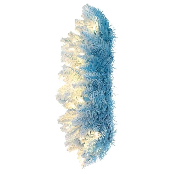 30" Flocked Baby Blue Pencil Fir 100 LED Light Artificial Prelit Christmas Wreath 3