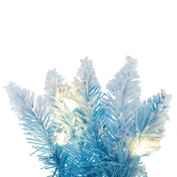 9' x 12" Flocked Baby Blue Pencil Fir Pre-Lit Artificial Christmas Garland 3