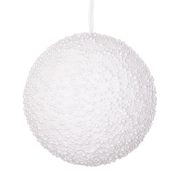 10" White Pearl Ball Ornament 1