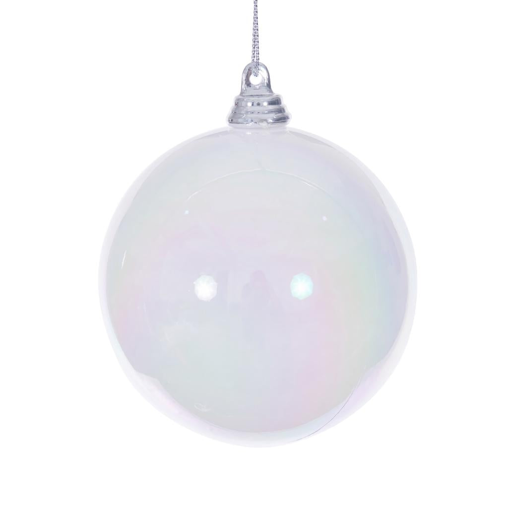 3" White Iridescent Ball Ornament (6 Pack) 1