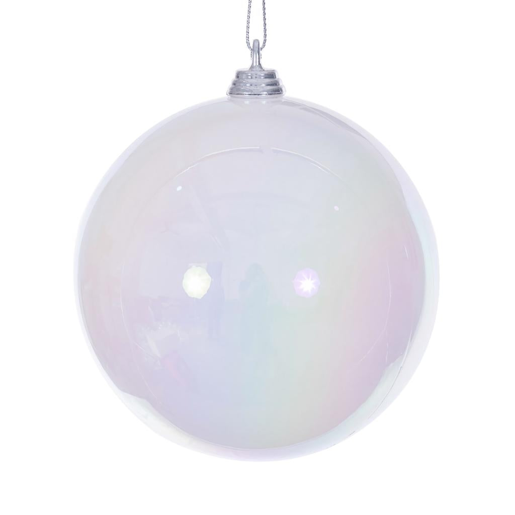 4" White Iridescent Ball Ornament (4 Pack) 1