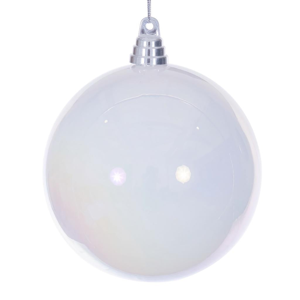 6" White Iridescent Ball Ornament (2 Pack) 1