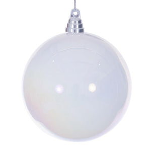 6" White Iridescent Ball Ornament (2 Pack) 1