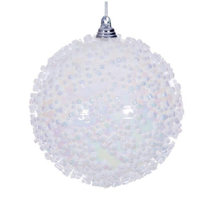 4" White Iridescent Ice-like Finish Ball Ornament (3 pack) 1