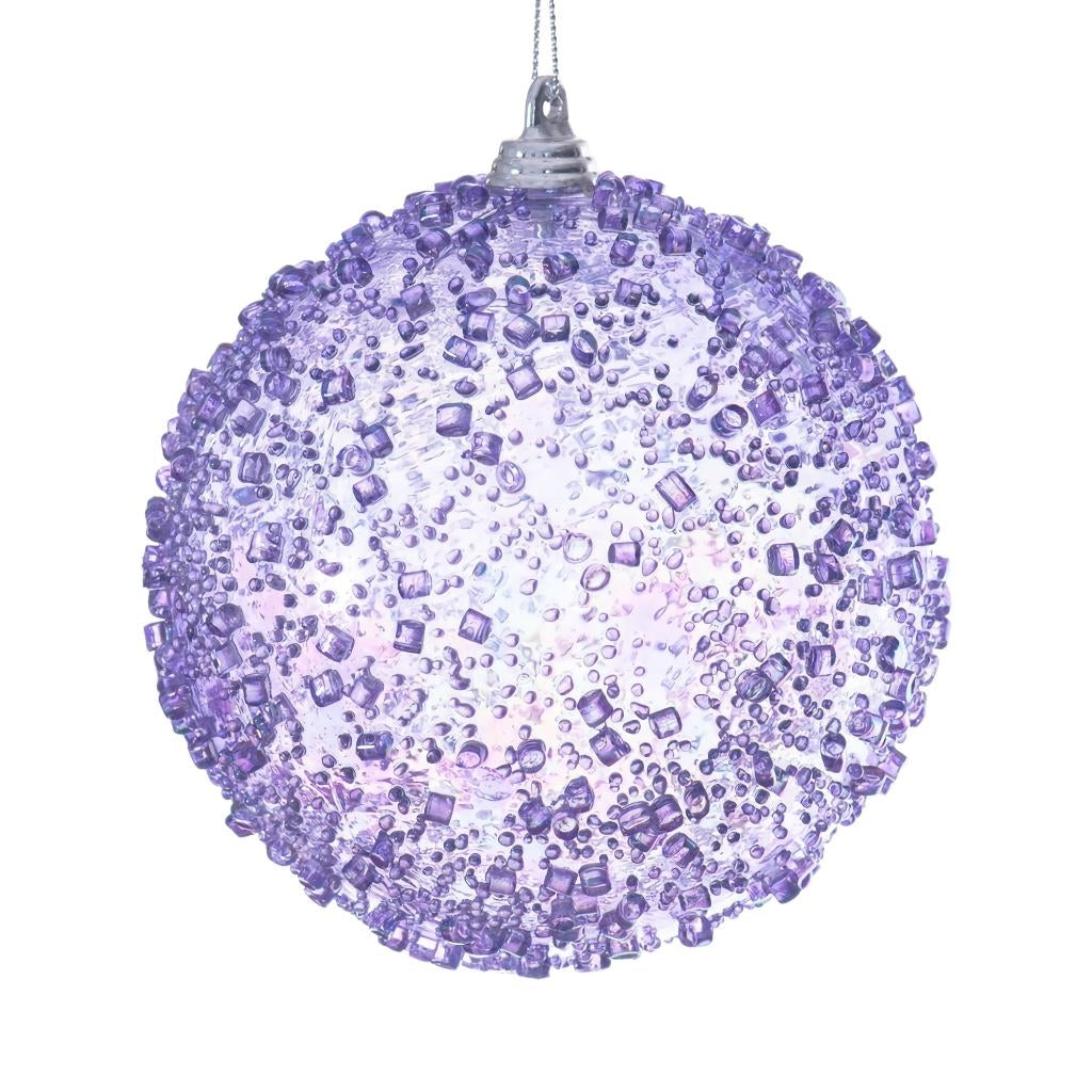 4" Lavender Iridescent Ice-like Finish Ball Ornament (3 pack) 1
